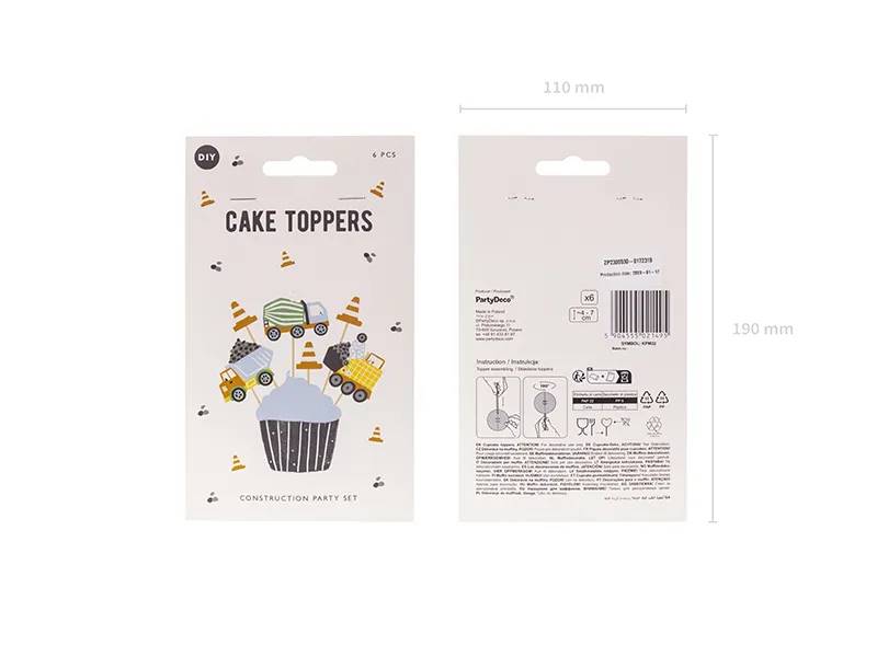 Dekoracje do muffinek toppery Pojazdy budowlane 4-7 cm KPM32