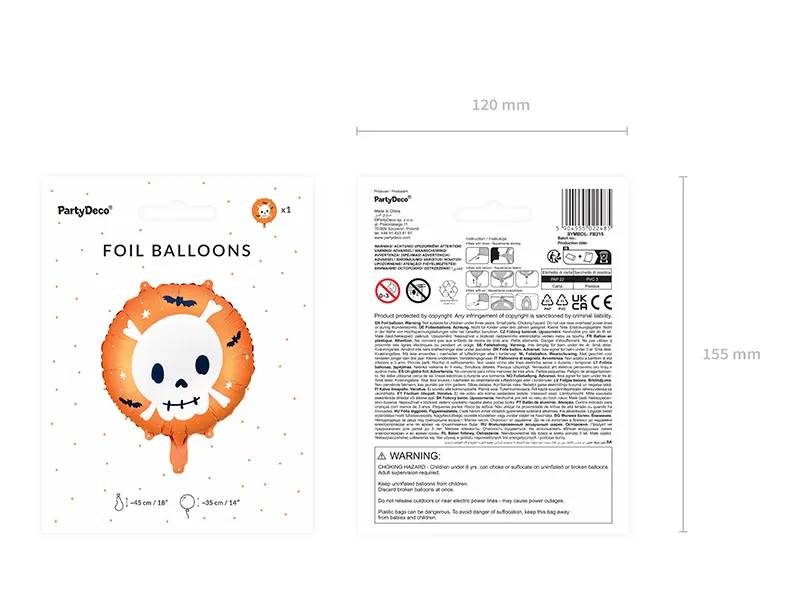 Balon foliowy Czaszka 35 cm FB215
