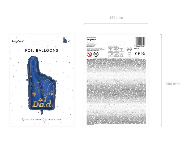 Balon foliowy #1 Dad 46 x  86.5 cm FB132 rękawica