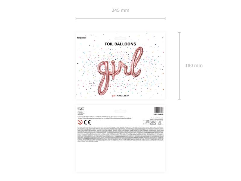 Balon foliowy napis Girl różowe złoto 77x70cm
