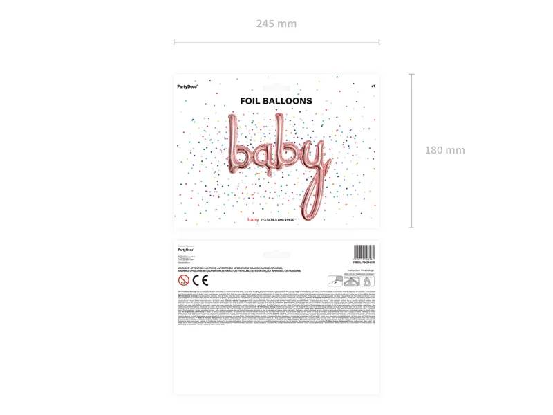 Balon foliowy napis Baby różowe złoto 73,5x75,5cm FB42M-019R