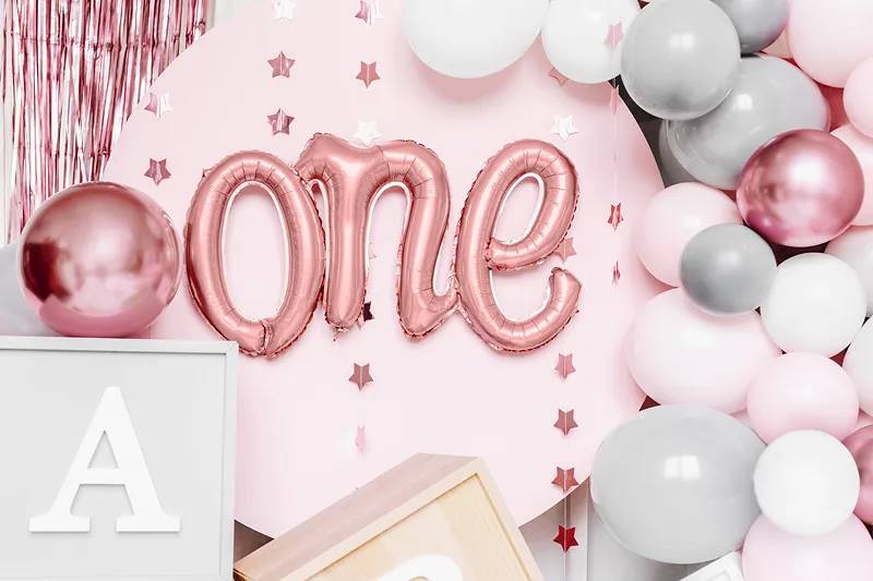 Balon foliowy napis One 66x37cm różowe złoto FB75S-019R