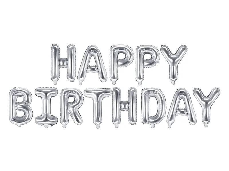 Balon foliowy napis Happy Birthday 340x35cm srebrny FB6M-018