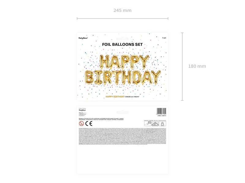 Balon foliowy napis Happy Birthday 340x35cm złoty FB6M-019