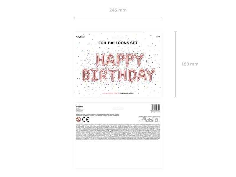 Balon foliowy napis Happy Birthday 340x35cm różowe złoto FB6M-019R