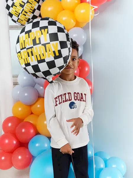 Balon foliowy Szachownica Auta Wyścigi Happy Birthday 45 cm FB220