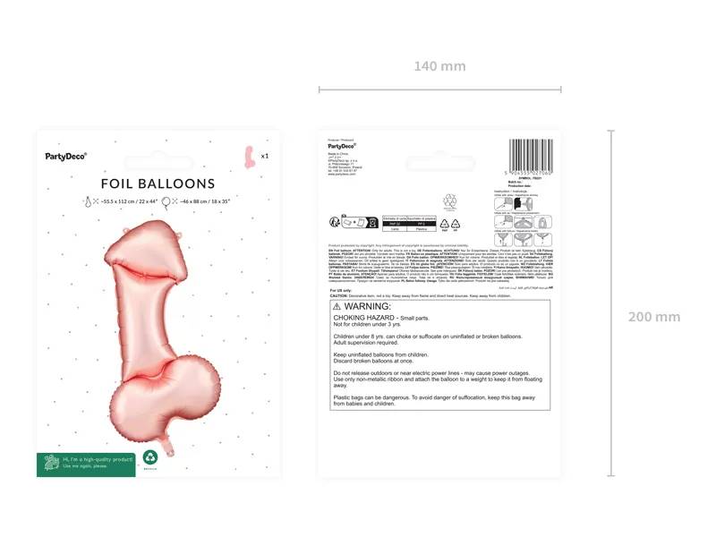 Balon foliowy Penis 55.5x112 cm różowe złoto FB221