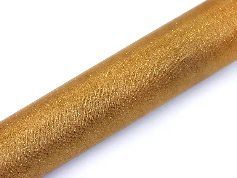 Organza Glittery złota 0,36 x 9m ORG-019