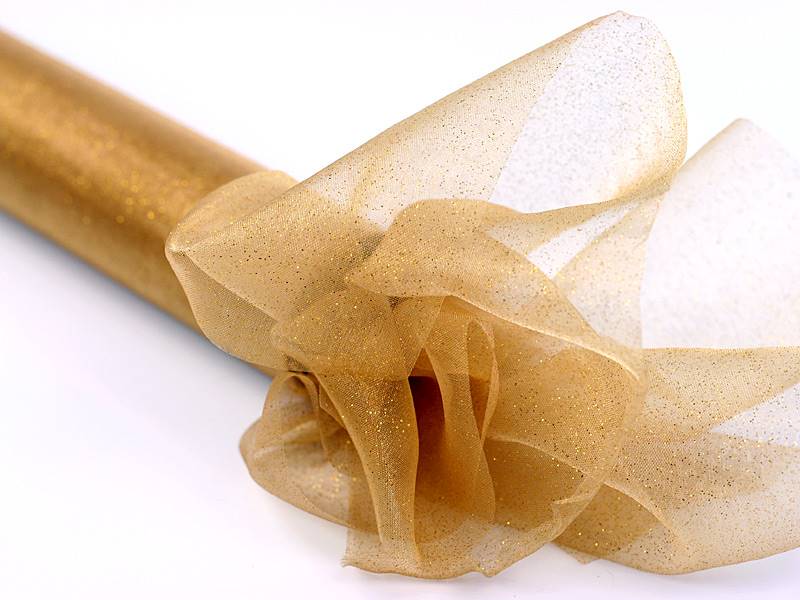 Organza Glittery złota 0,36 x 9m ORG-019