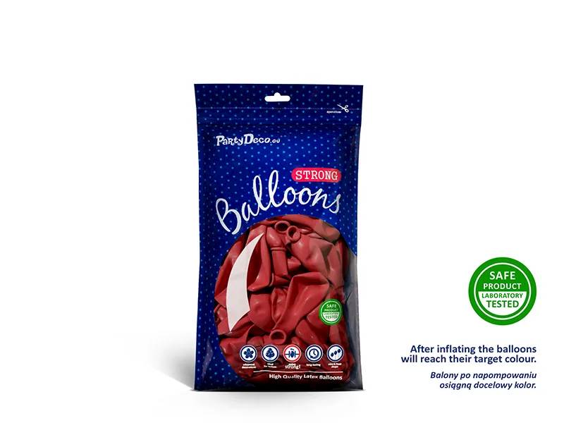Balony Strong 12cm Czerwone 100 sztuk Pastel Poppy Red SB5P-007J