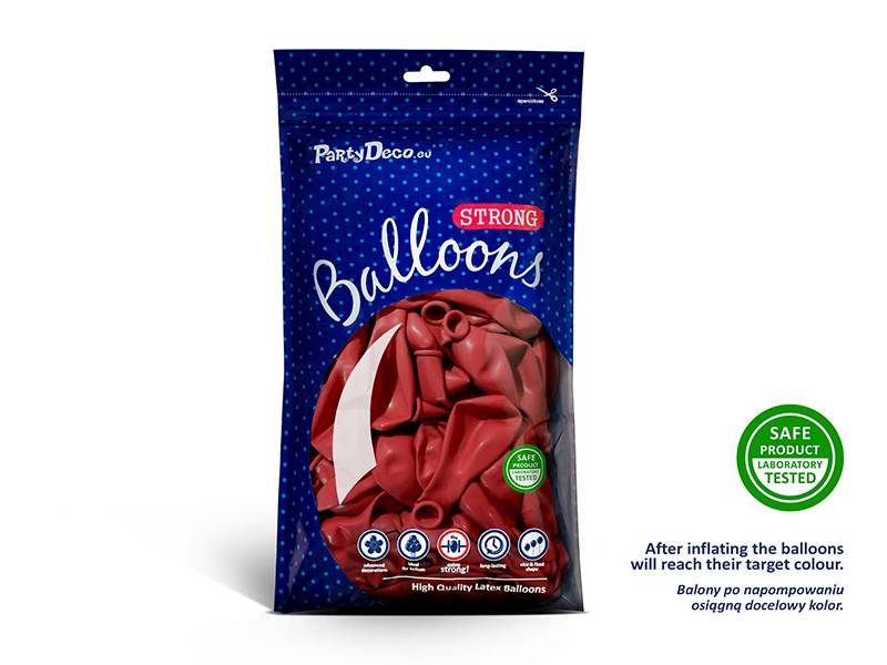 Balony Strong 30cm Czerwone 50 sztuk Pastel Poppy Red SB14P-007J-50