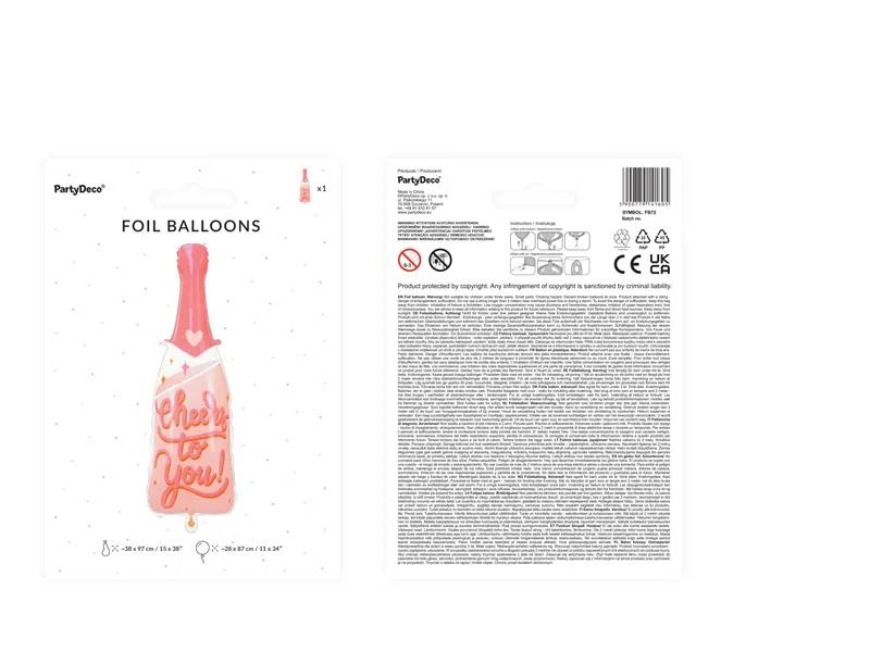 Balon foliowy Butelka Różowy Szampan Cheers To You 38x97 cm FB72