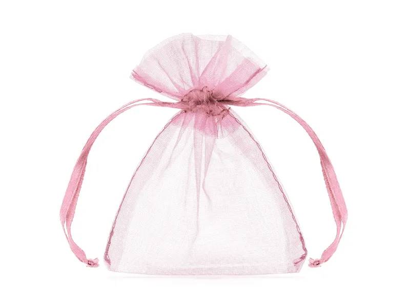 Woreczki z organzy różowe 10cm 10 sztuk WRG5-081-10