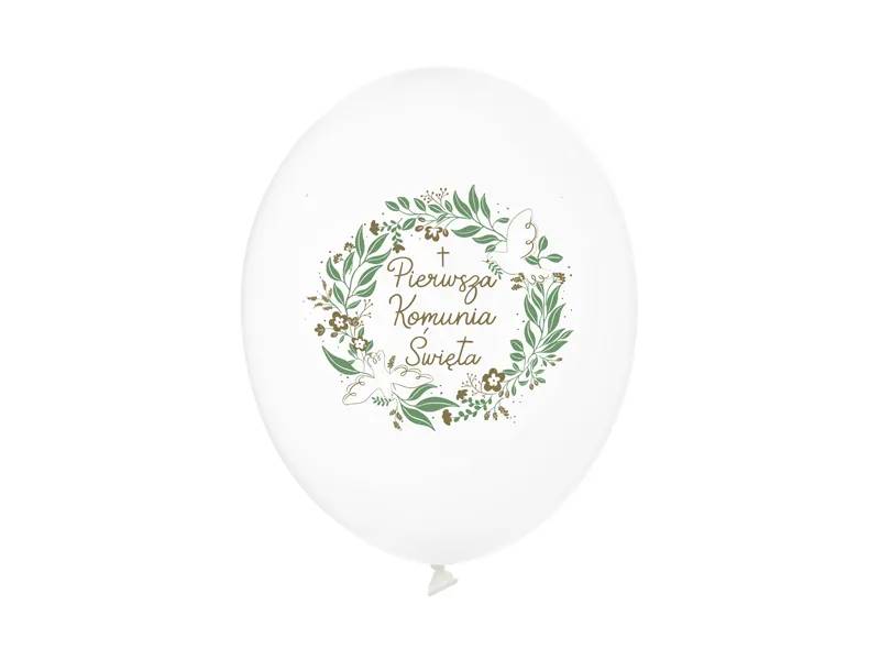 Balony 30 cm Pierwsza Komunia Święta Pastel White 6 sztuk SB14P-332-000-6