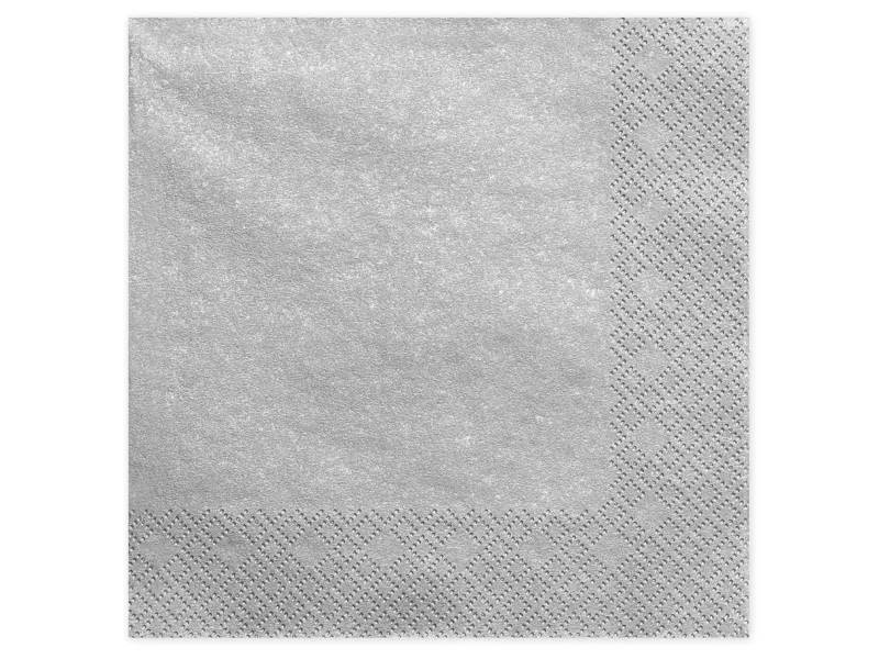 Serwetki trójwarstwowe srebrne metaliczne 40x40cm 20 sztuk SP40-1-018ME