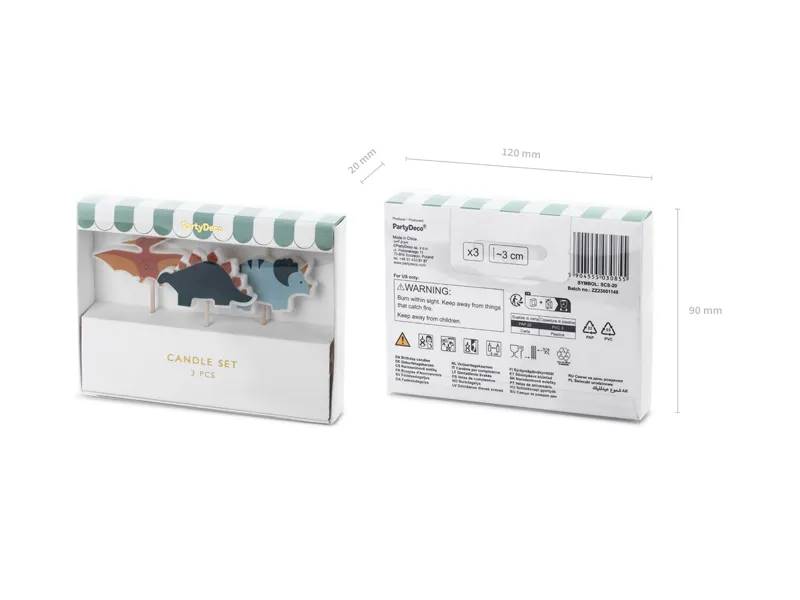 Świeczki urodzinowe Dinozaury 3 cm 3 sztuki SCS-20