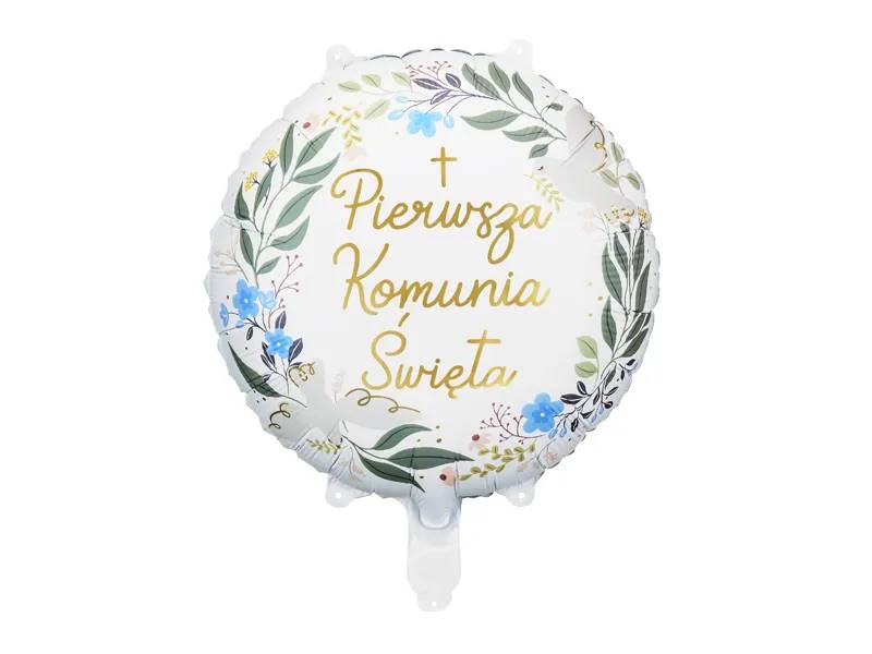Balon foliowy okrągły ''Pierwsza Komunia Święta'' 45 cm FB209