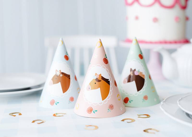 Czapeczki Konie 16 cm 6 sztuk CPP32
