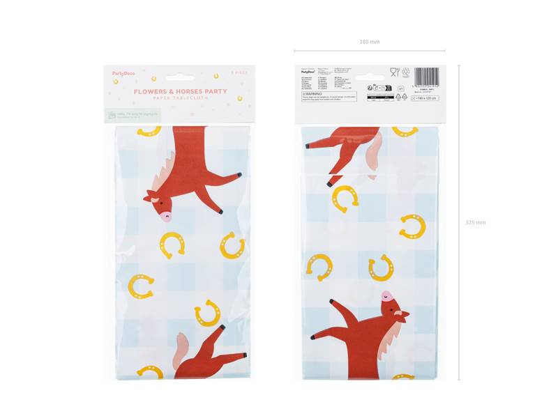 Obrus papierowy Konie Kratka z końmi 180x120 cm OBP3