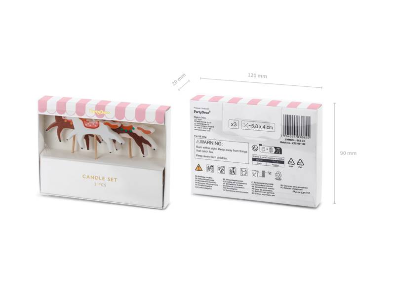 Świeczki urodzinowe Konie Konik 5.8 x 4 cm 3 sztuki SCS-24
