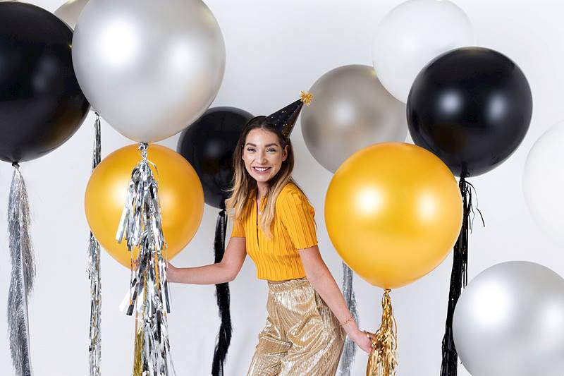 Balon jumbo okrągły 60 cm Pastel Black czarny OLBOM-010