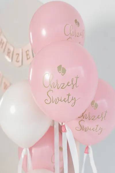 Balony lateksowe Chrzest Święty różowy ECO33P-204-081RM-6 33cm