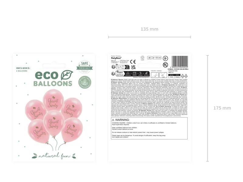 Balony lateksowe Chrzest Święty różowy ECO33P-204-081RM-6 33cm