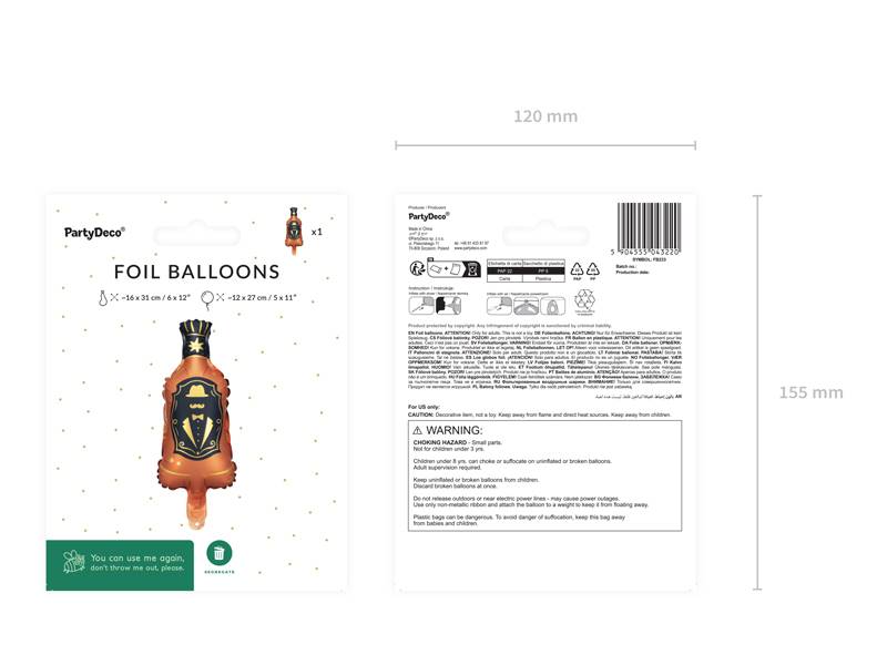 Balon foliowy Whisky 27 x 12 cm FB233