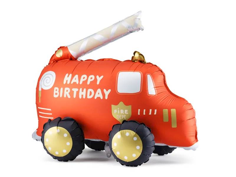 Balon foliowy stojący Wóz strażacki Happy Birthday 67x53 cm FB240