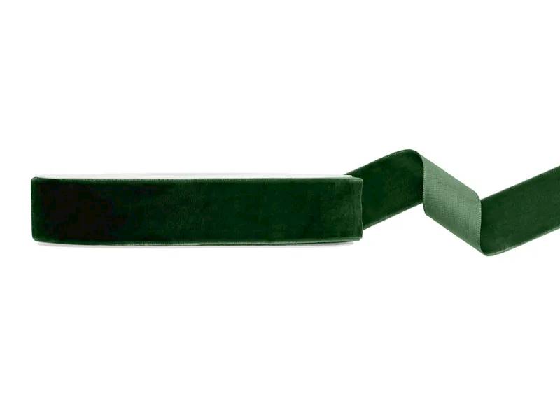 Tasiemka Welurowa butelkowa zieleń 25mm/10m TW25-012B