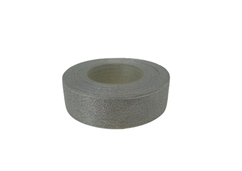 Wstążka materiałowa srebrna 25mm x 22m