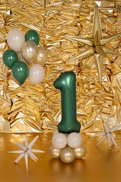 Balon foliowy cyfra 1 zieleń butelkowa mat 86cm Party Deco