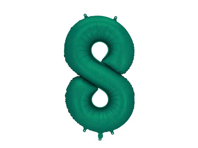 Balon foliowy cyfra 8 zieleń butelkowa mat 86cm Party Deco