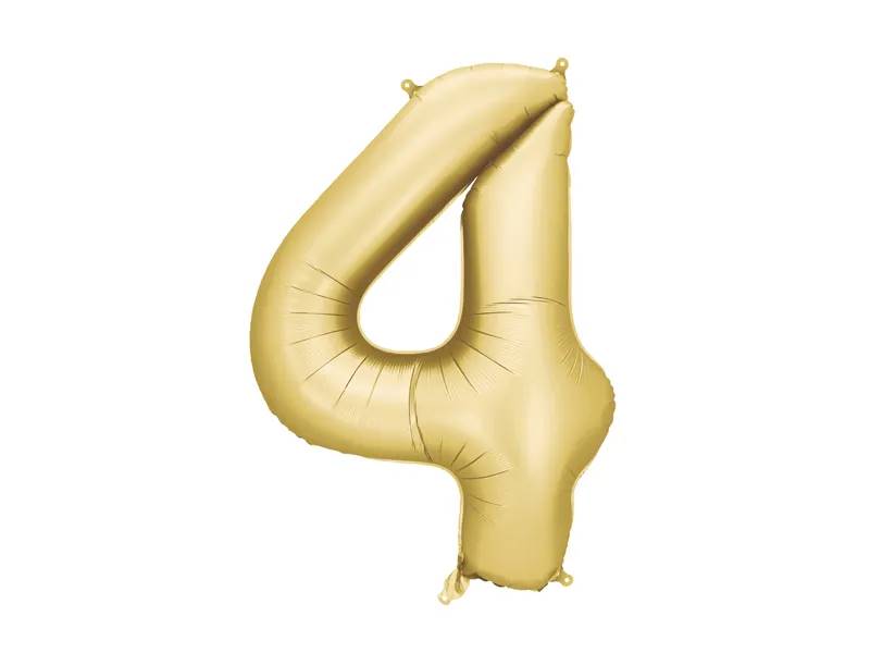 Balon foliowy Cyfra 4 złota matowa 86cm FB1S-4-019