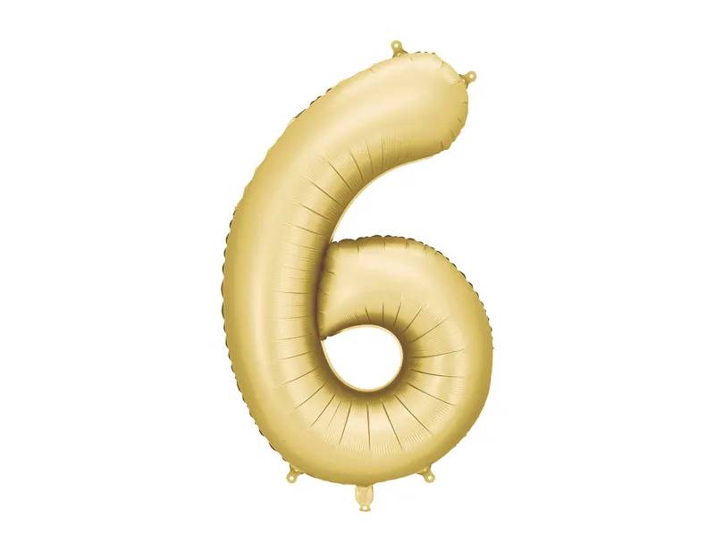 Balon foliowy Cyfra 6 złota matowa 86cm FB1S-6-019
