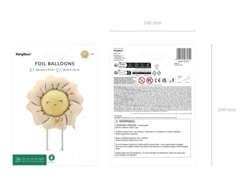 Balon foliowy kwiat beżowy stojący z helem FB273-013J