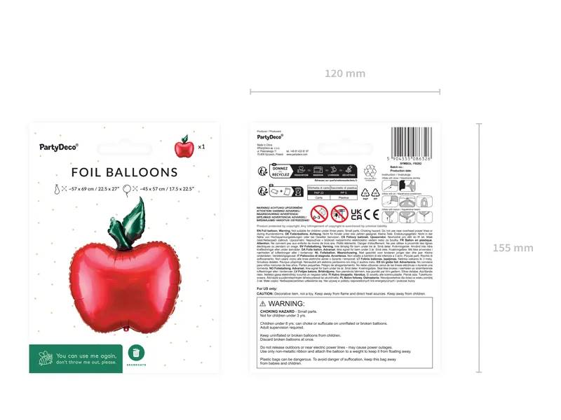 Balon foliowy jabłko czerwone FB282
