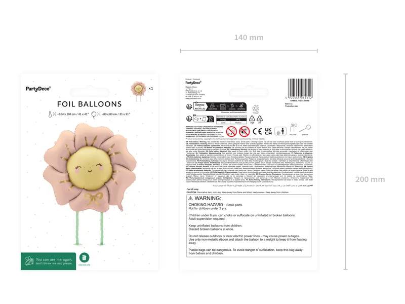 Balon foliowy kwiat różowy stojący z helem FB273-081RM