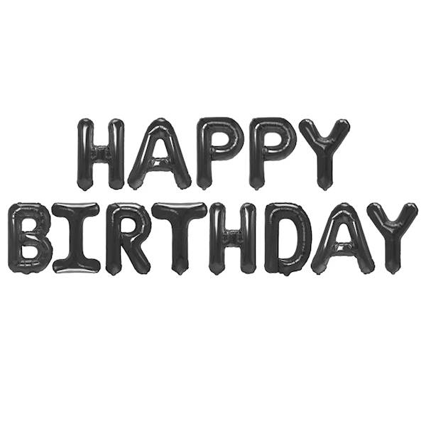 Balon foliowy napis Happy Birthday czarny 460453