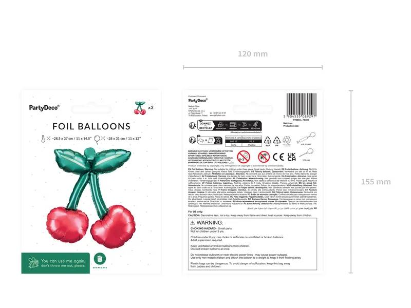 Balony foliowe wisienki do girland 3 sztuki FB289 