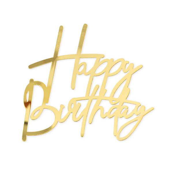 Topper na bok tortu Happy Birthday złoty 164372