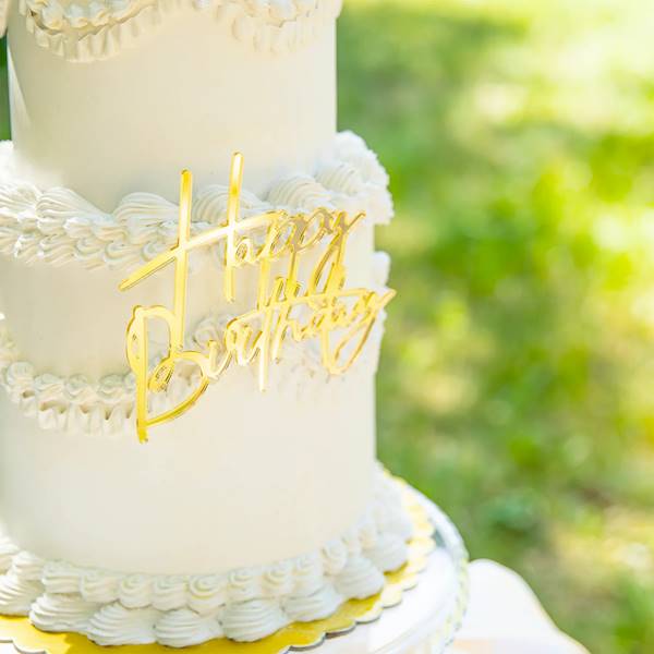 Topper na bok tortu Happy Birthday złoty 164372