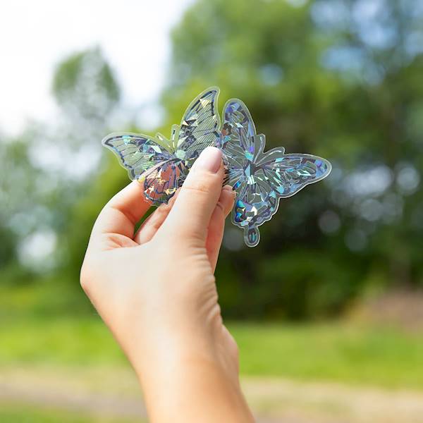Motyl ozdobny naklejka 12szt czarne holograficzne 164396