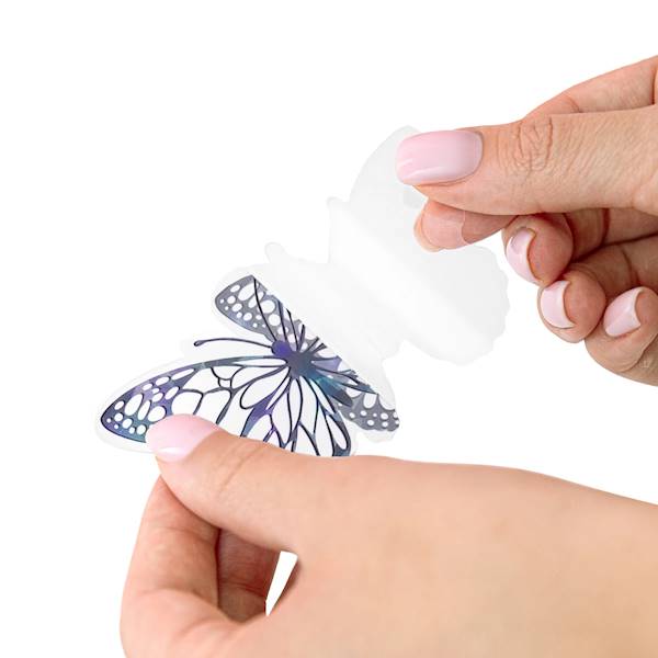 Motyl ozdobny naklejka 12szt czarne holograficzne 164396