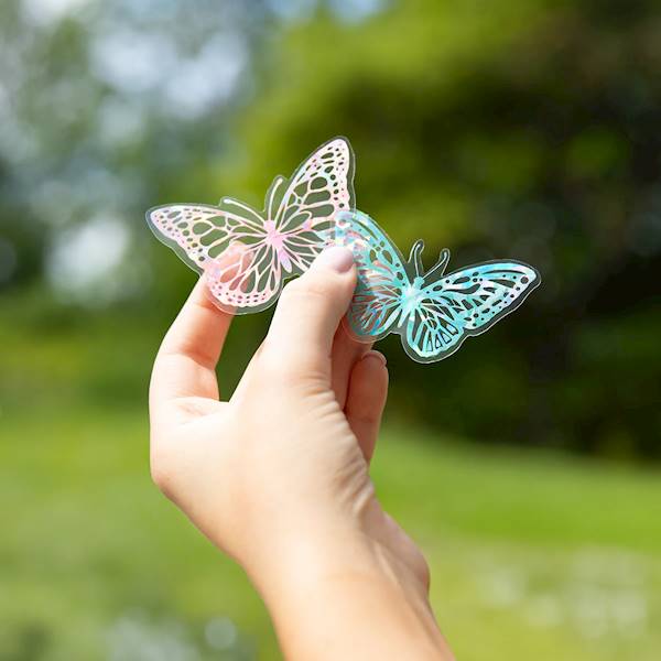 Motyl ozdobny naklejka 12szt niebieskie holograficzne 164402