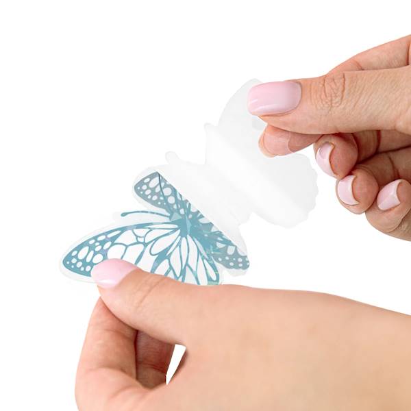 Motyl ozdobny naklejka 12szt niebieskie holograficzne 164402