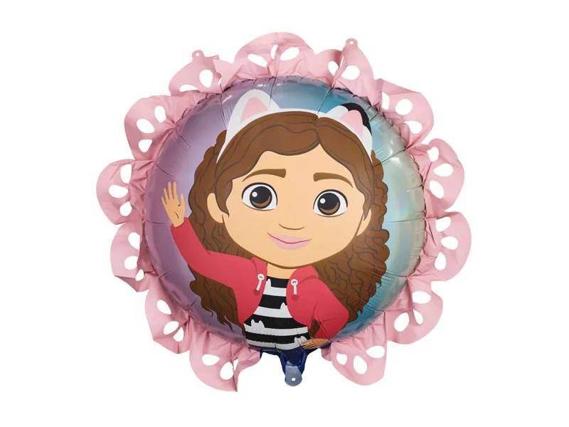 Balon foliowy Koci Domek Gabi okragły z falbanką FB317
