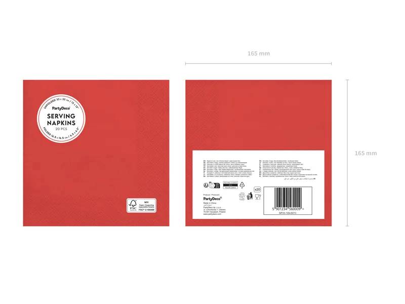 Serwetki papierowe ciemny czerwony 33x33cm SP33-109-007C