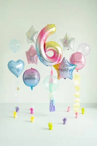 Balon foliowy Cyfra ''6'' 86cm pastelowy tęczowy FB1M-6-000P
