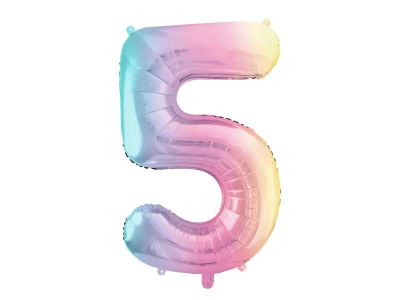 Balon foliowy Cyfra ''5'' 86cm pastelowy tęczowy FB1M-5-000P